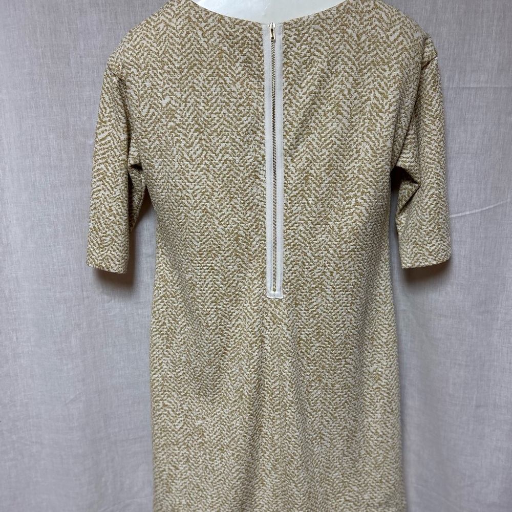Cruise metallic gold white vintage Patterned Dress size 10 cruise holiday nice - Picture 6 of 10